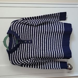 American Eagle Oversized Jegging Fit Chenille Sweater Blue White Stripes Small